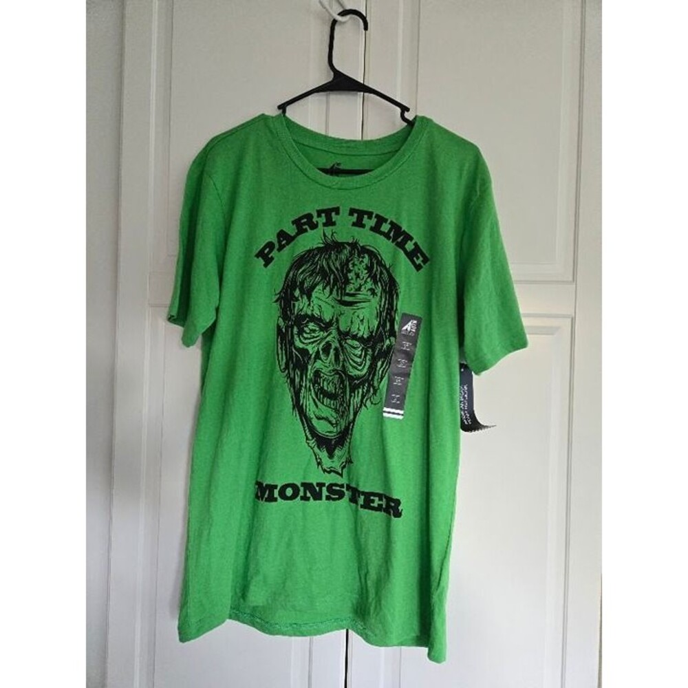 ADTN Green T-Shirt Part Time Monster Halloween - Mens Large - New